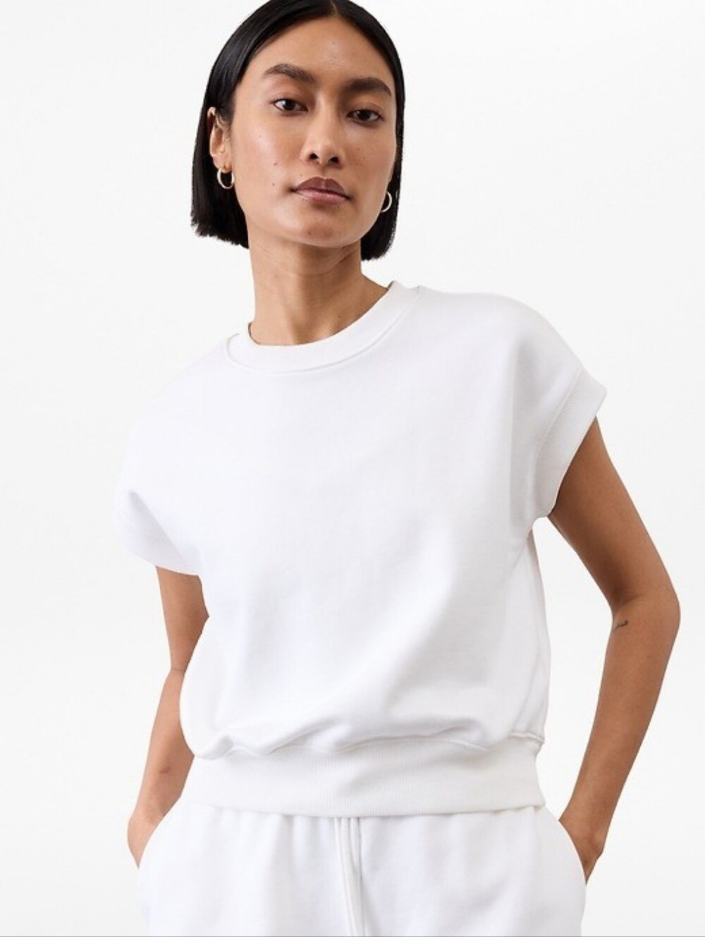 Athleta Terry Dolman Sweatshiry Top Medium Like New White